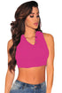 Sexy Rosy Mock Neck Sleeveless Crop Top
